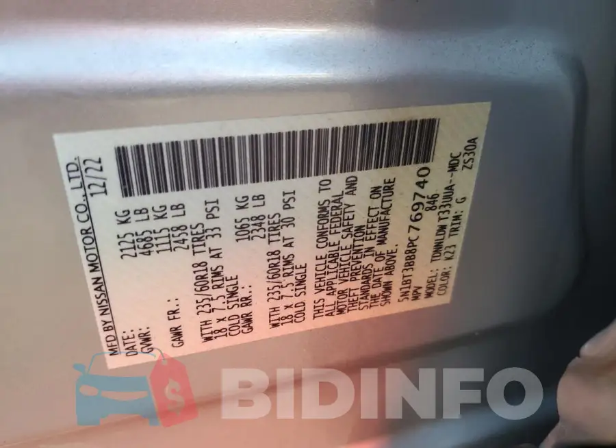 5N1BT3BB8PC769740 Photo# 12