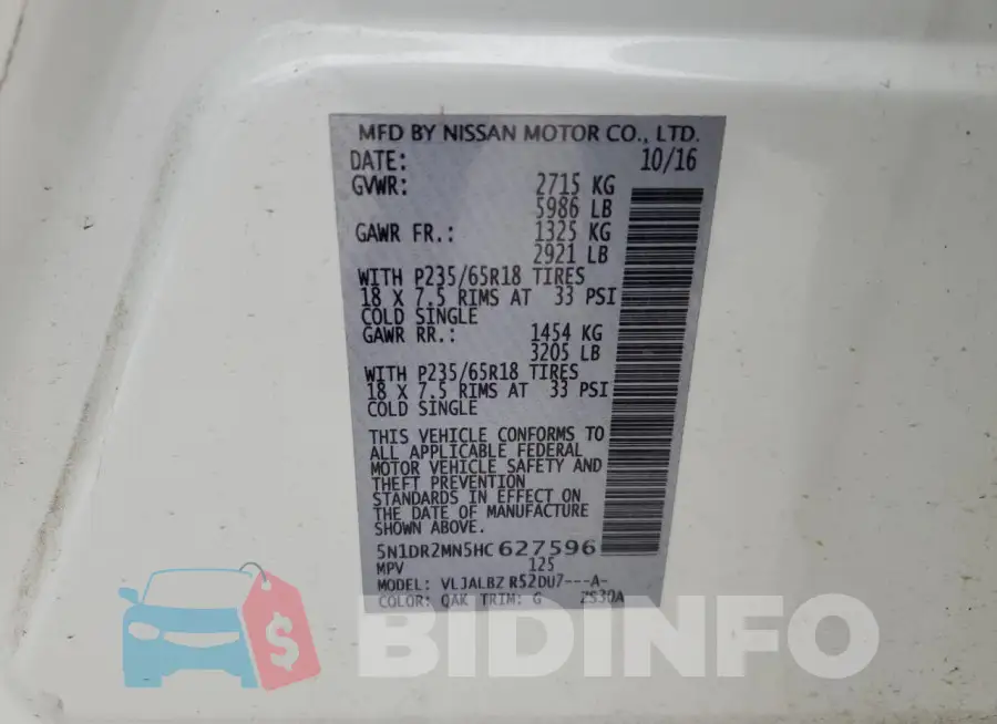 5N1DR2MN5HC627596 Photo# 13
