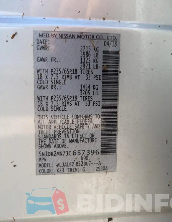 5N1DR2MN7JC657396 Photo# 14