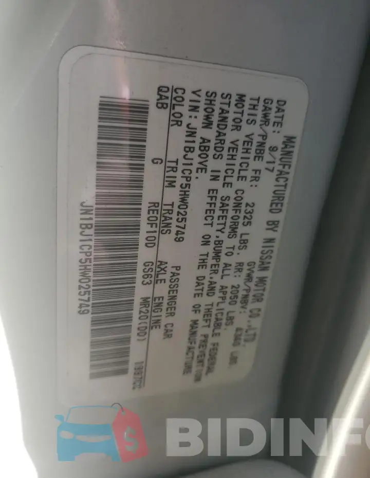 JN1BJ1CP5HW025749 Photo# 13