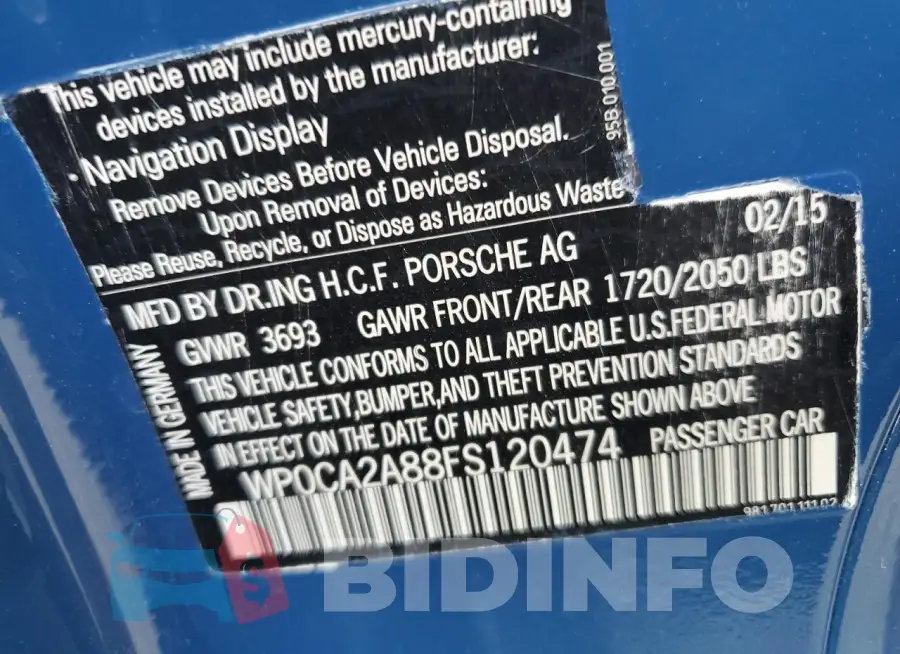 WP0CA2A88FS120474 Photo# 12