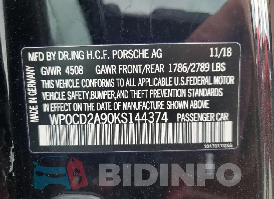 WP0CD2A90KS144374 Photo# 13