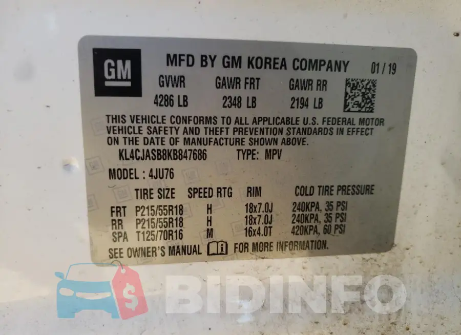 KL4CJASB8KB847686 Photo# 13