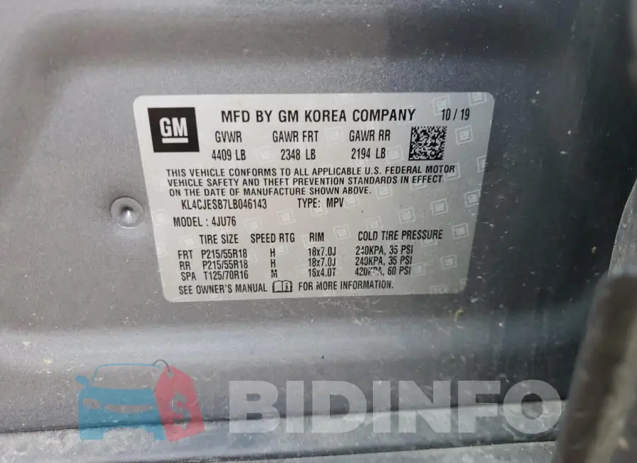 KL4CJESB7LB046143 Photo# 12