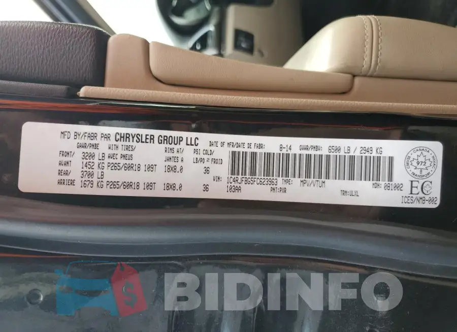 1C4RJFBG5FC623963 Photo# 14