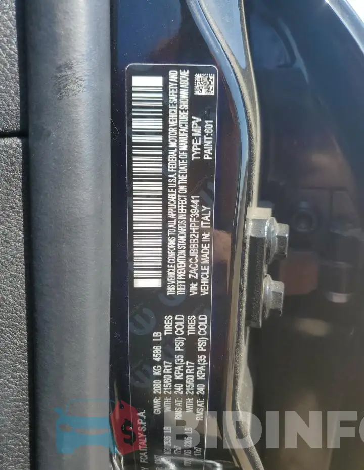ZACCJBBB2HPF39441 Photo# 13