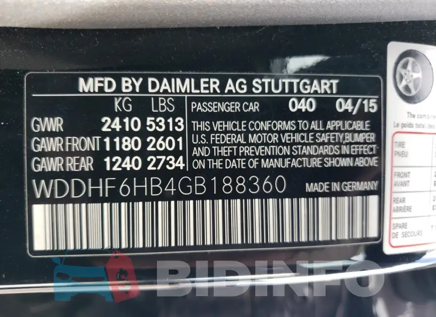WDDHF6HB4GB188360 Photo# 13