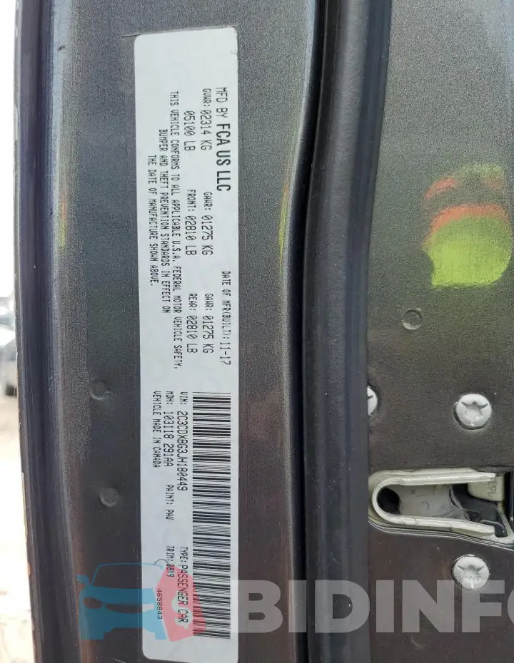 2C3CDXBG3JH180449 Photo# 13