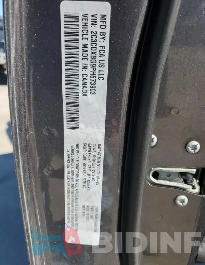 2C3CDXBG9PH673903 Photo# 12