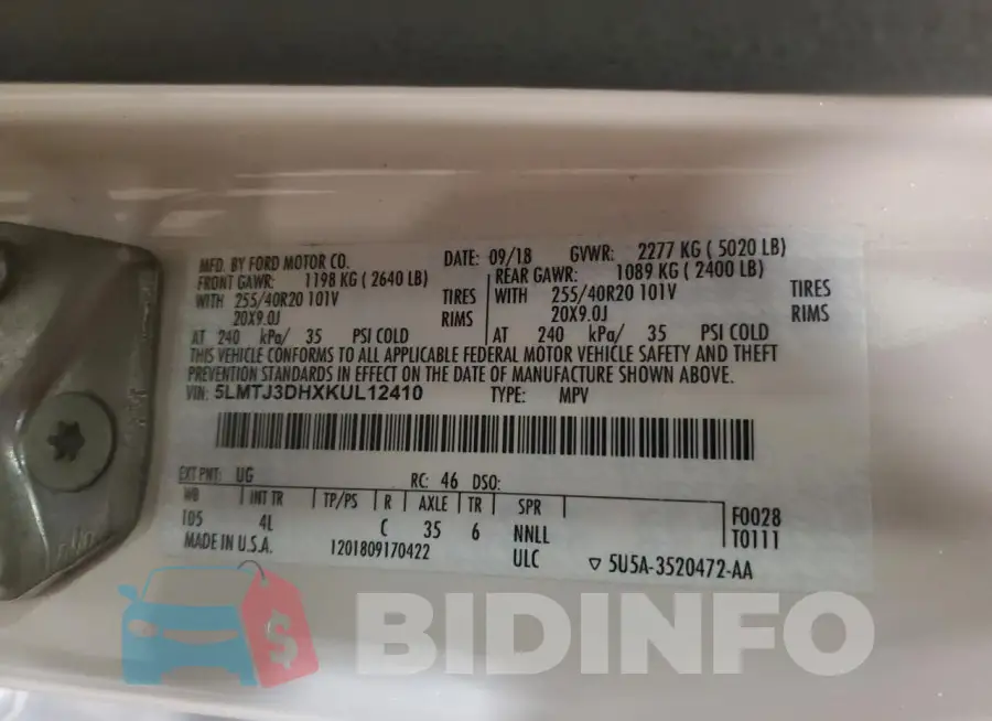 5LMTJ3DHXKUL12410 Photo# 12