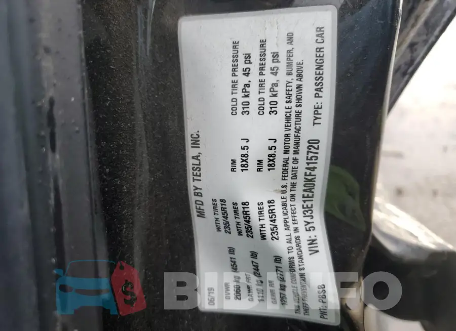 5YJ3E1EA0KF415720 Photo# 12
