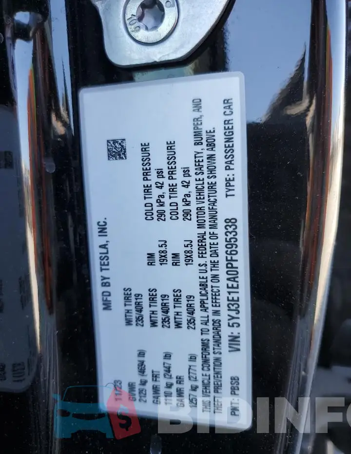 5YJ3E1EA0PF695338 Photo# 12