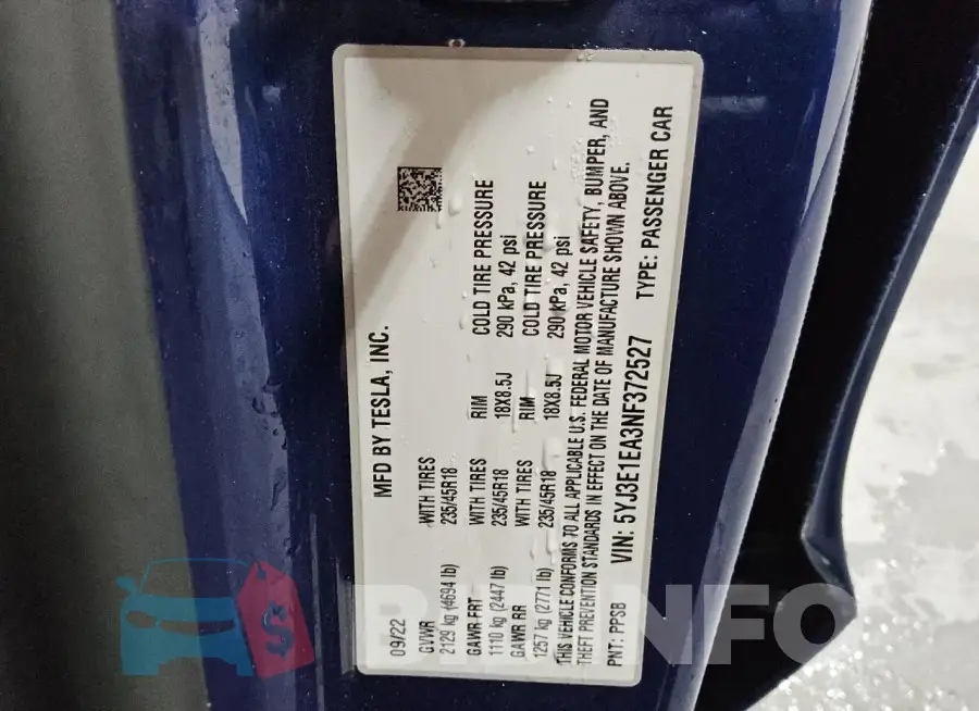 5YJ3E1EA3NF372527 Photo# 12