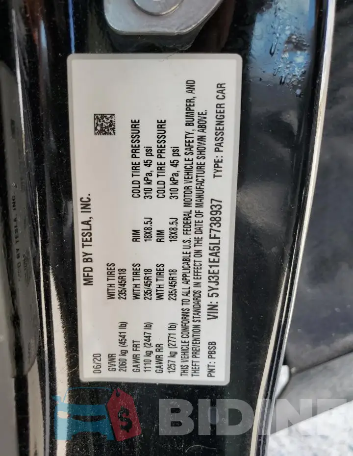 5YJ3E1EA5LF738937 Photo# 12