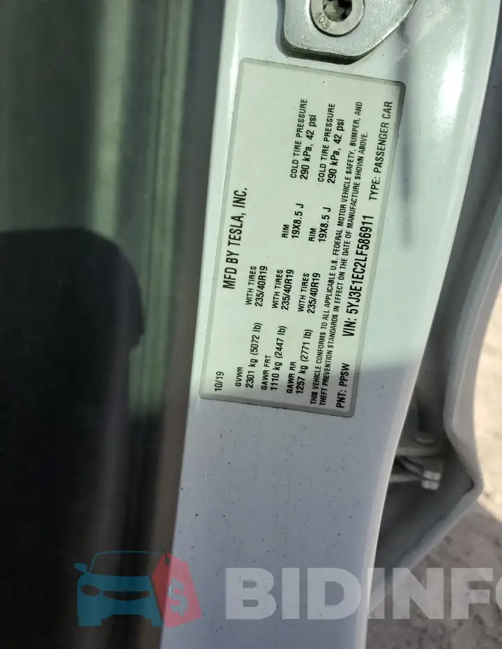 5YJ3E1EC2LF586911 Photo# 13