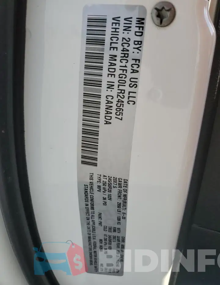 2C4RC1FG0LR245657 Photo# 14