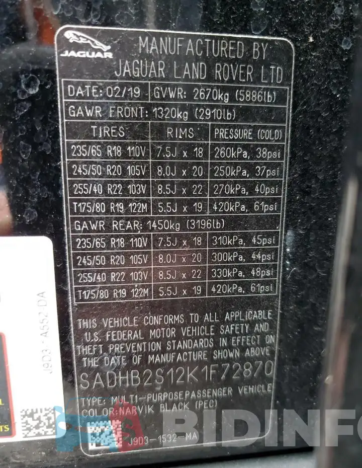 SADHB2S12K1F72870 Photo# 13