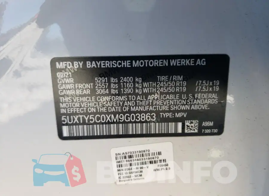 5UXTY5C0XM9G03863 Photo# 13