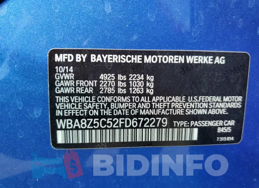 WBA8Z5C52FD672279 Photo# 12