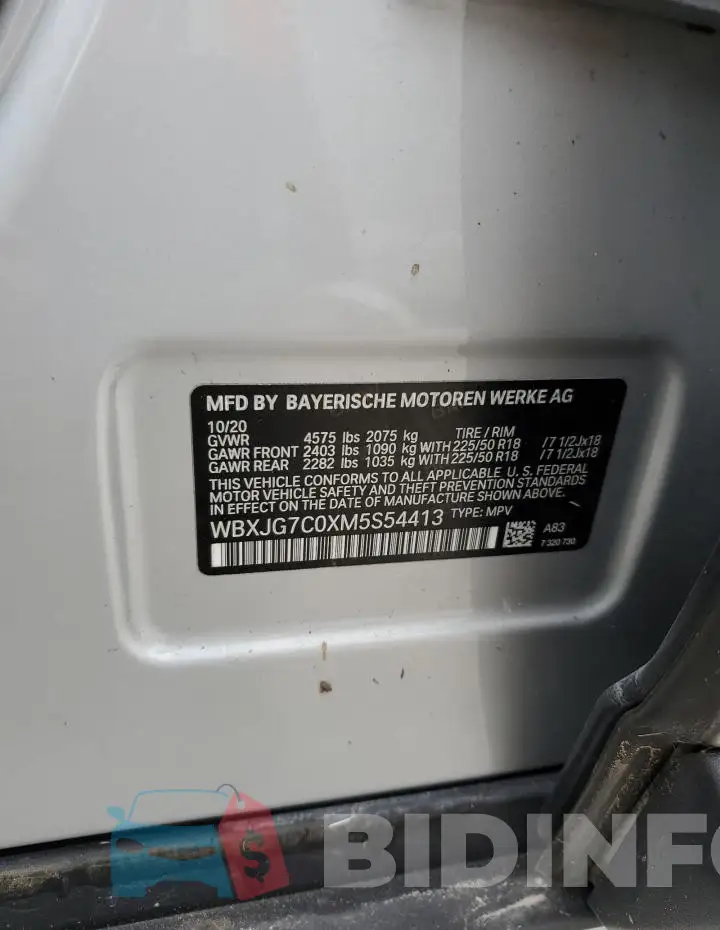 WBXJG7C0XM5S54413 Photo# 14