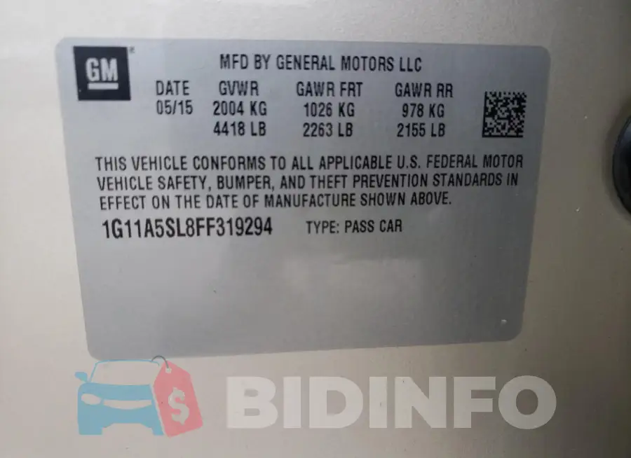 1G11A5SL8FF319294 Photo# 13