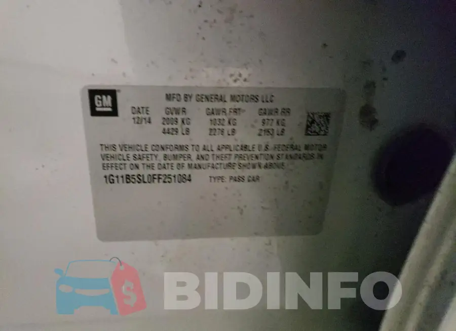 1G11B5SL0FF251084 Photo# 12