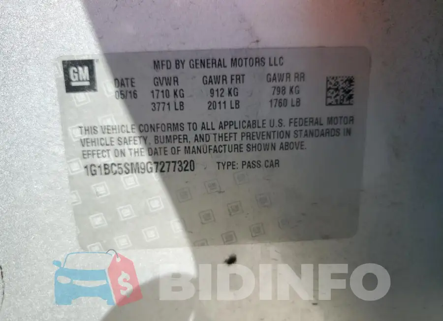 1G1BC5SM9G7277320 Photo# 12