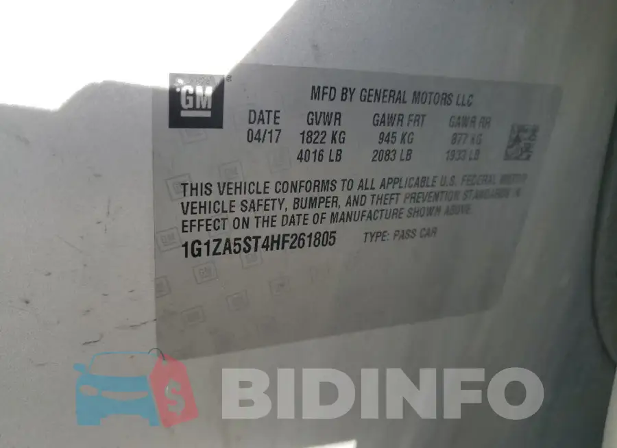 1G1ZA5ST4HF261805 Photo# 12