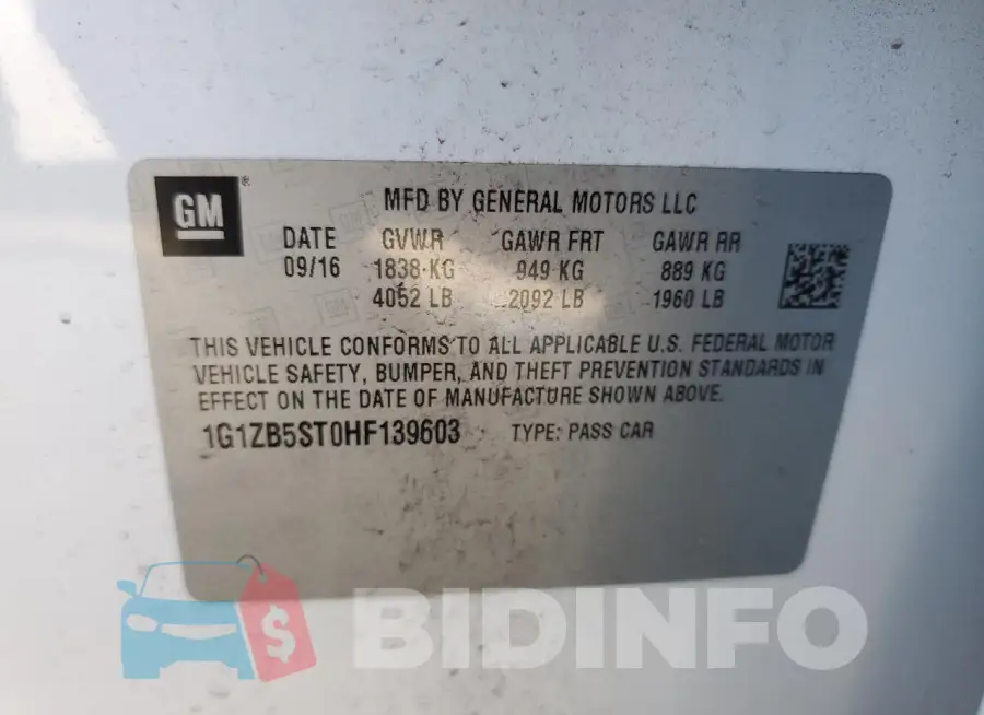 1G1ZB5ST0HF139603 Photo# 13