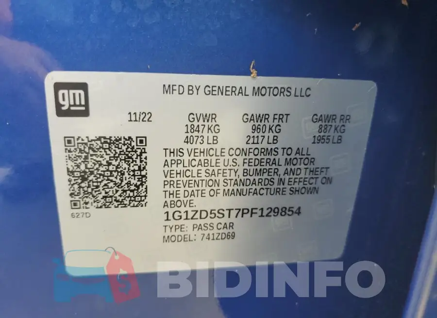1G1ZD5ST7PF129854 Photo# 14