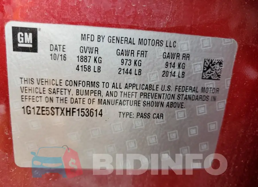 1G1ZE5STXHF153614 Photo# 13
