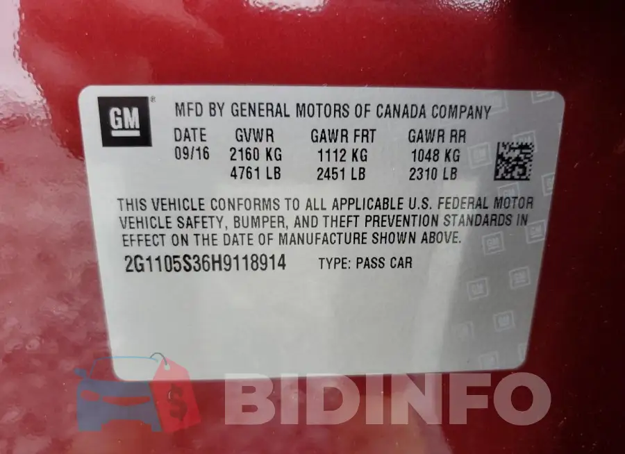 2G1105S36H9118914 Photo# 12