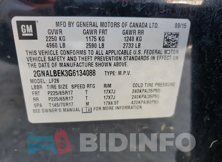 2GNALBEK3G6134088 Photo# 13