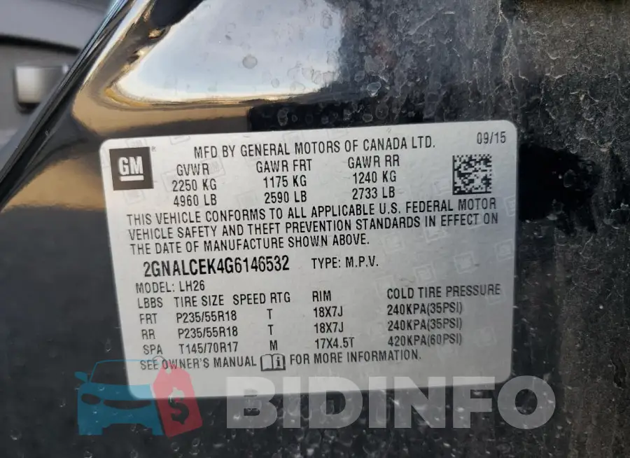 2GNALCEK4G6146532 Photo# 13