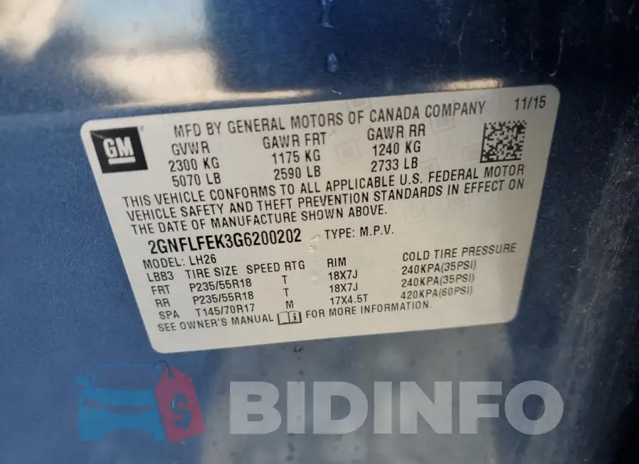 2GNFLFEK3G6200202 Photo# 14