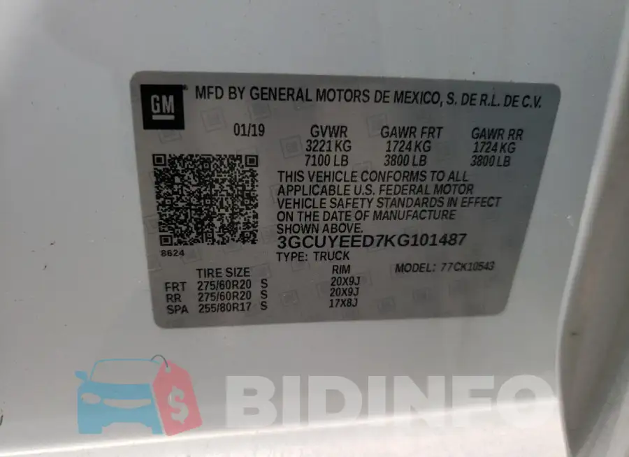 3GCUYEED7KG101487 Photo# 12