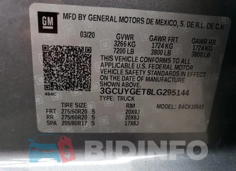 3GCUYGET8LG295144 Photo# 13