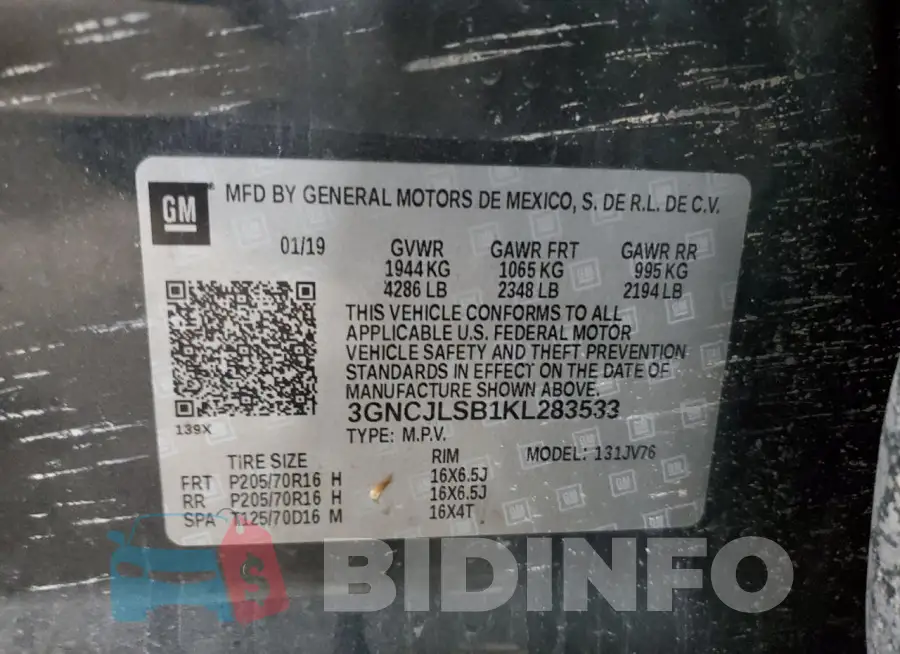 3GNCJLSB1KL283533 Photo# 14