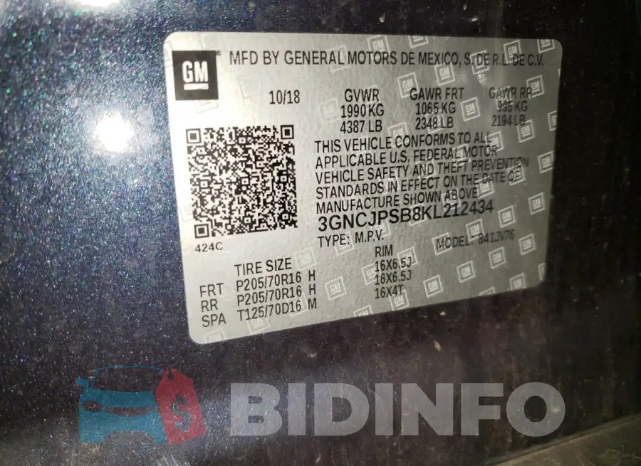 3GNCJPSB8KL212434 Photo# 14