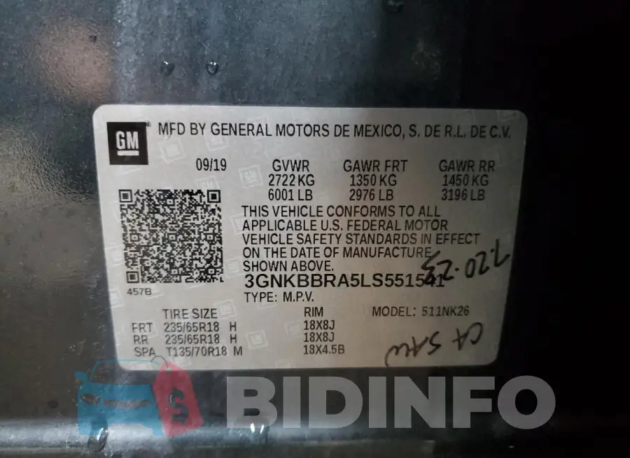 3GNKBBRA5LS551541 Photo# 13