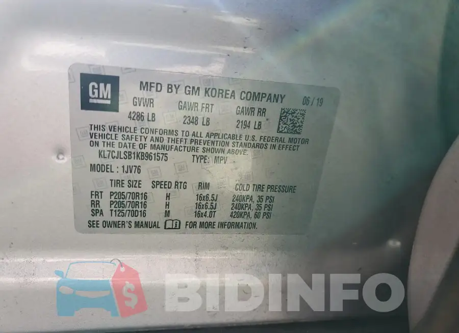 KL7CJLSB1KB961575 Photo# 12
