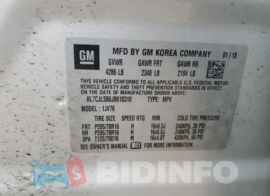 KL7CJLSB6JB618310 Photo# 13