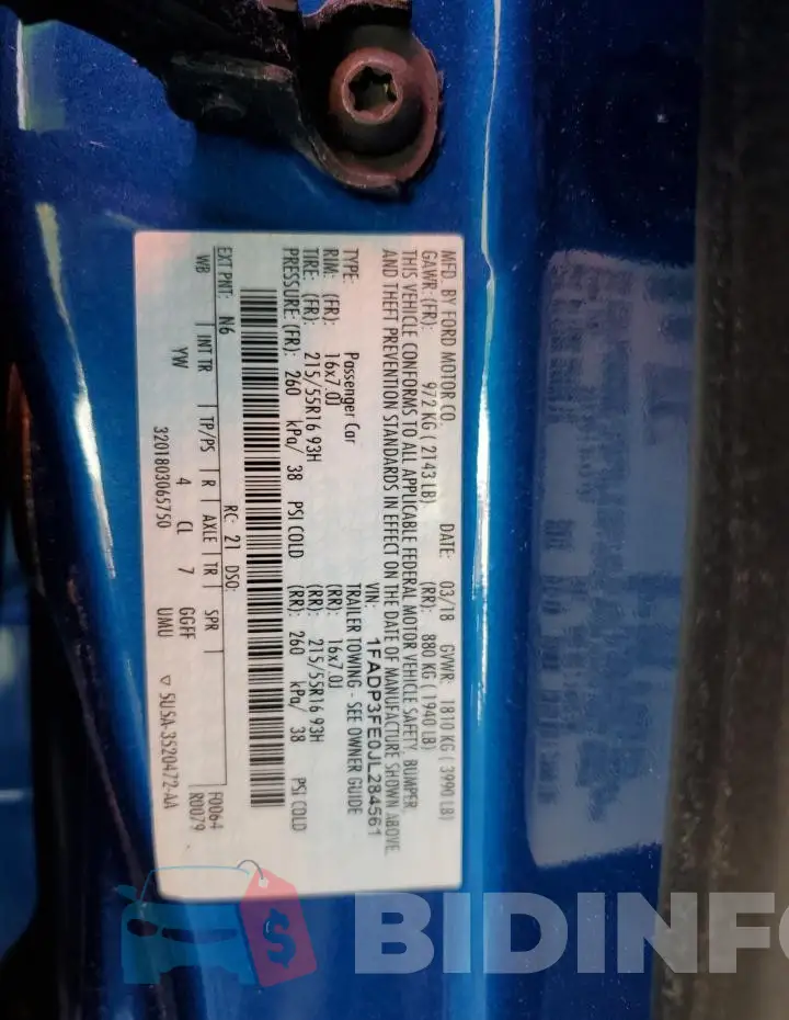 1FADP3FE0JL284561 Photo# 13