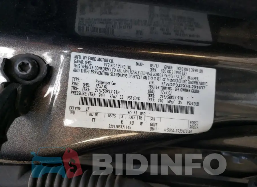 1FADP3J2XHL291637 Photo# 12