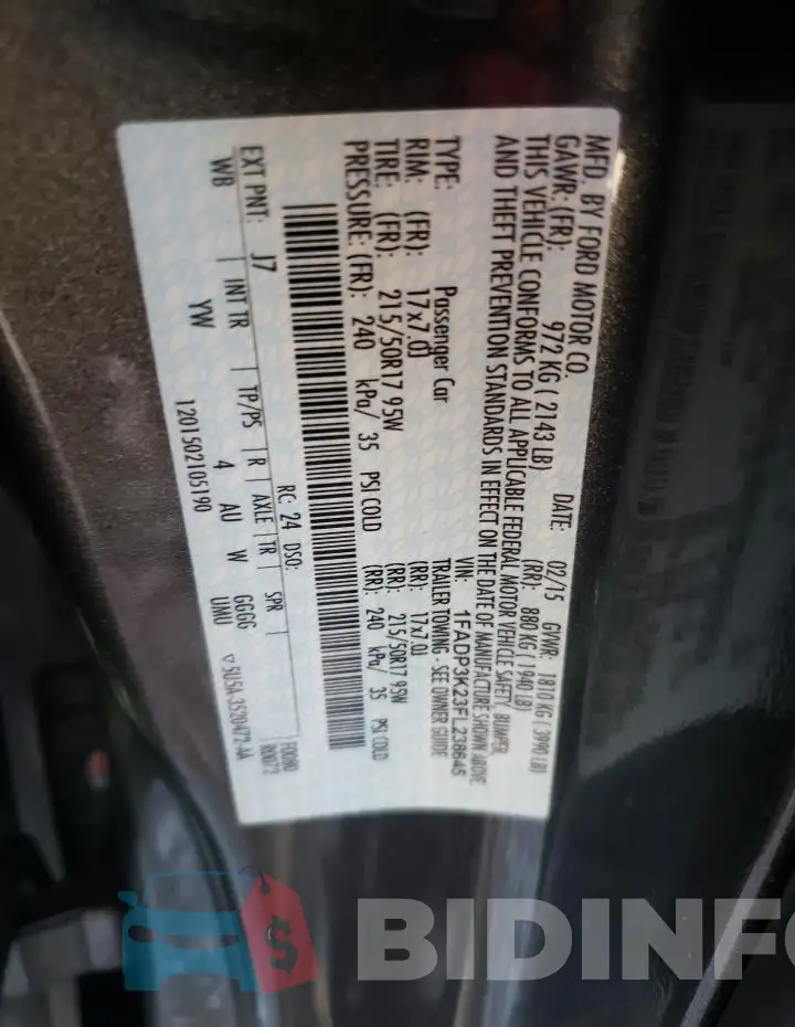 1FADP3K23FL238645 Photo# 12