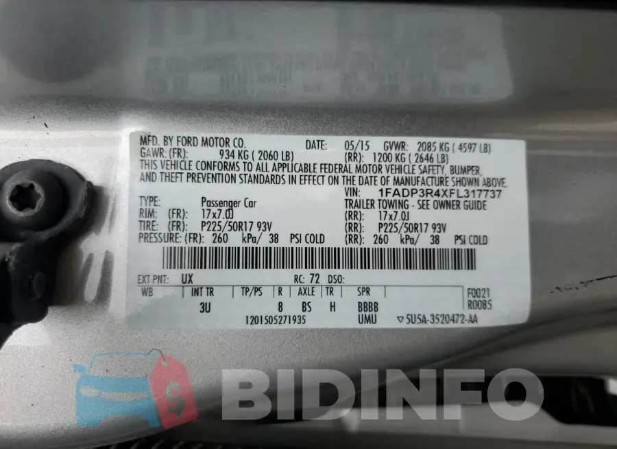 1FADP3R4XFL317737 Photo# 12