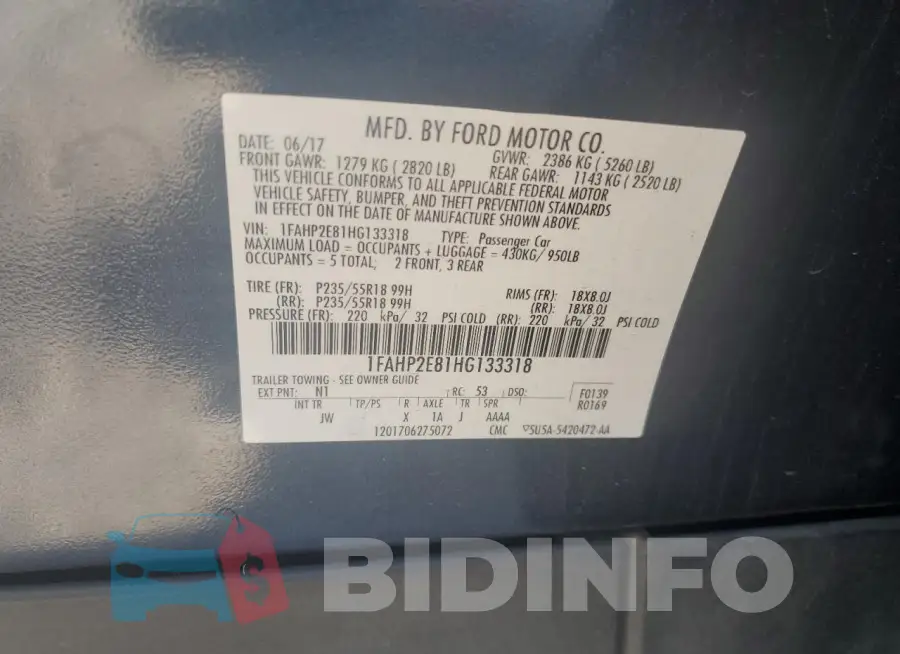 1FAHP2E81HG133318 Photo# 12