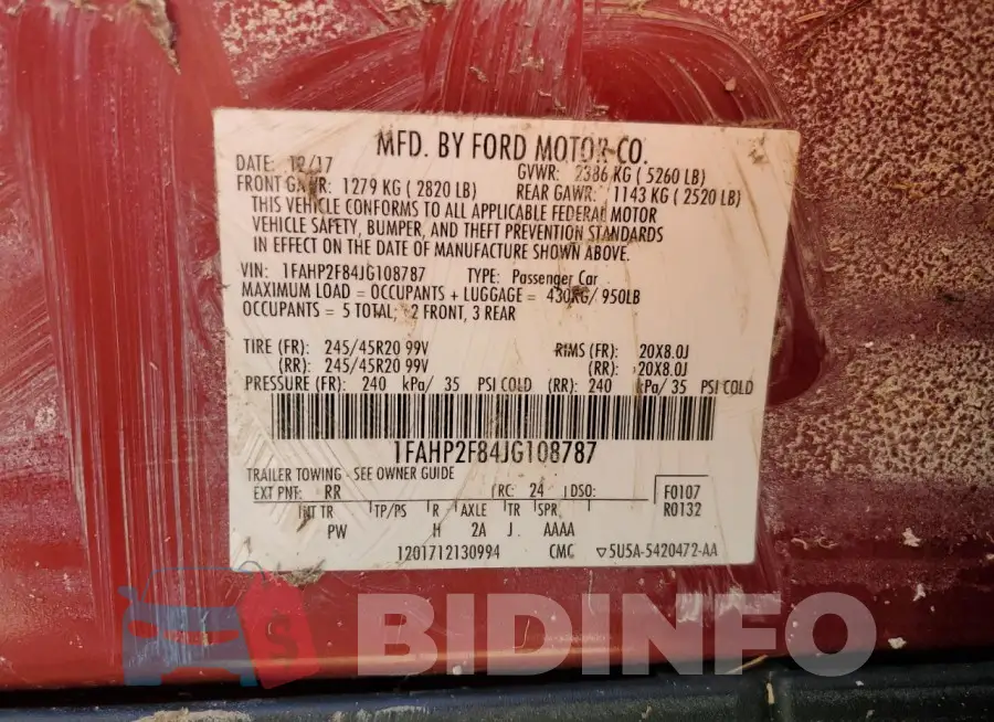 1FAHP2F84JG108787 Photo# 13