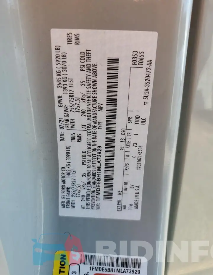 1FMDE5BH1MLA73929 Photo# 13