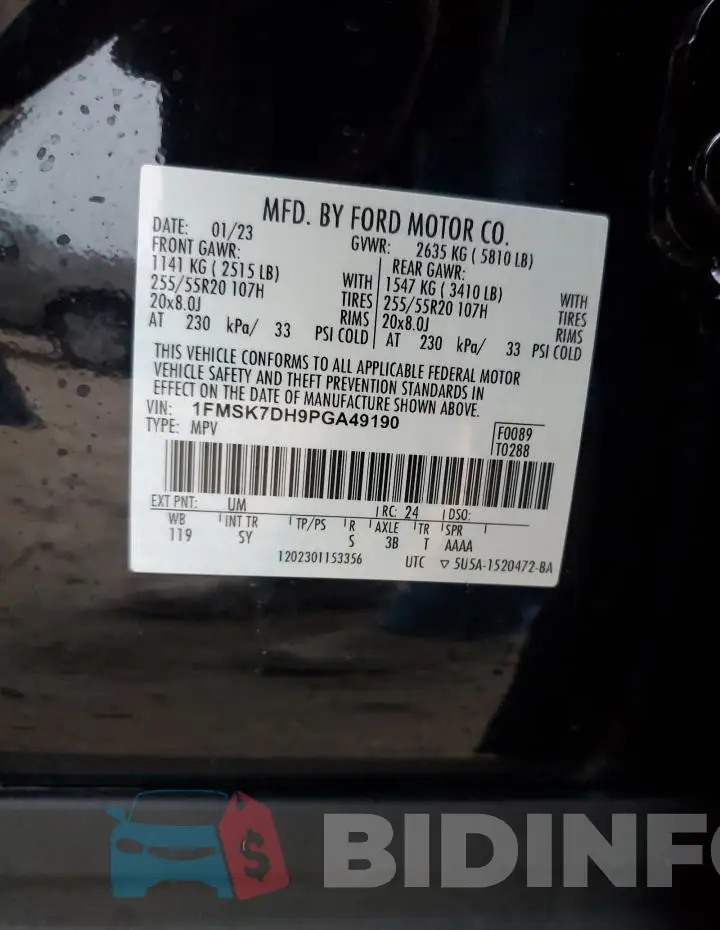 1FMSK7DH9PGA49190 Photo# 13